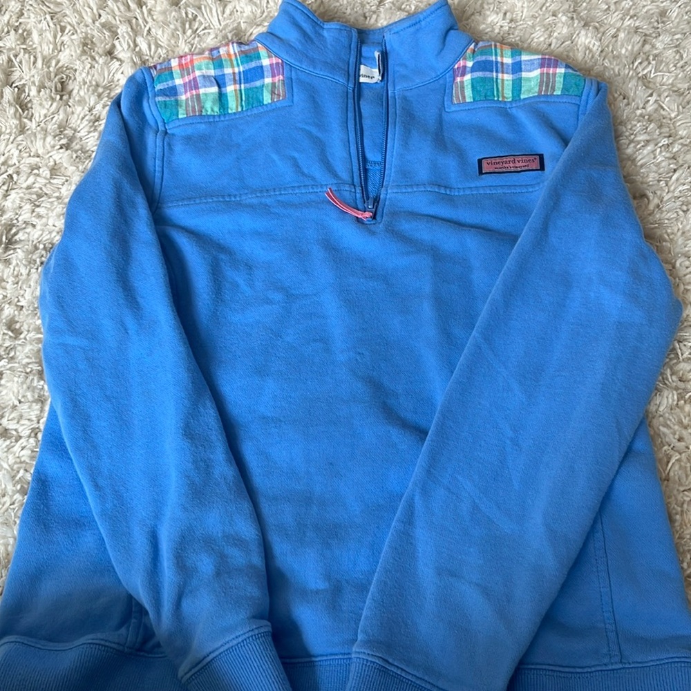 Vineyard Vines Blue patchwork 3/4 zip up sweatshirt size small